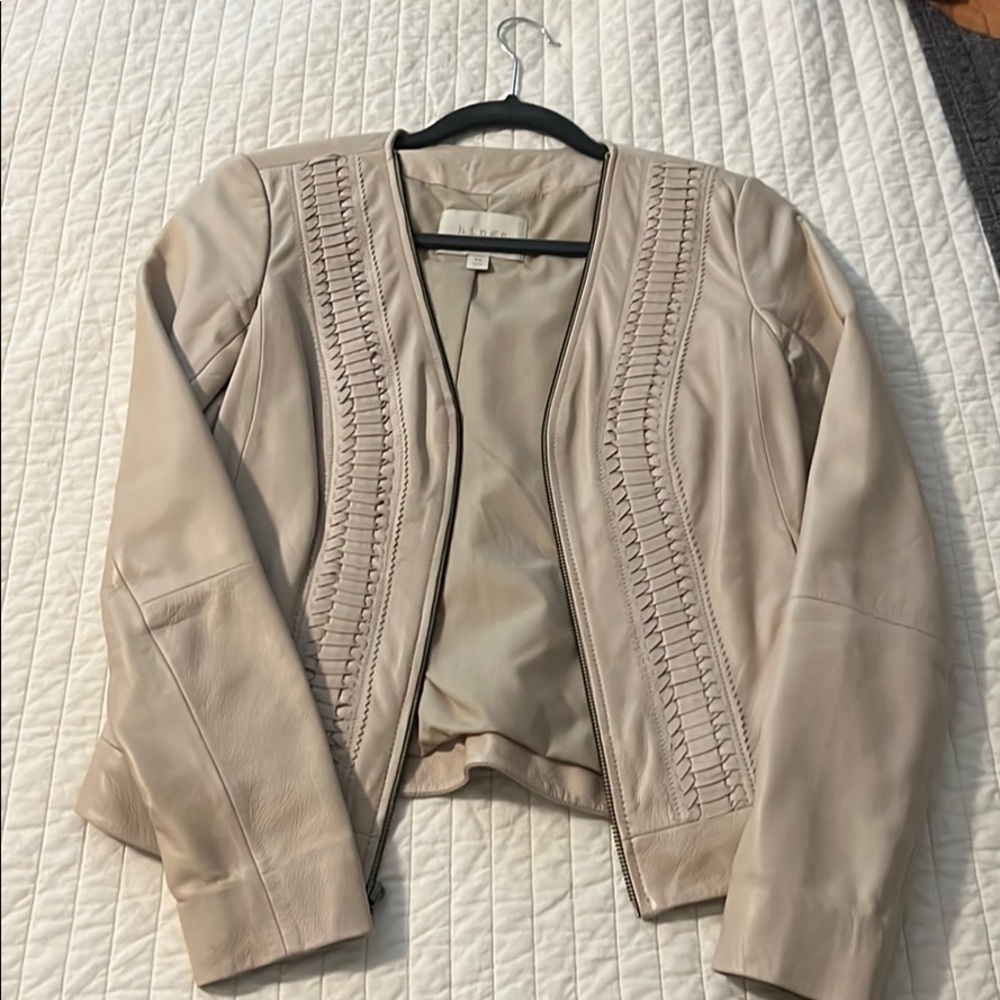 White Leather Hinge Jacket Size XS